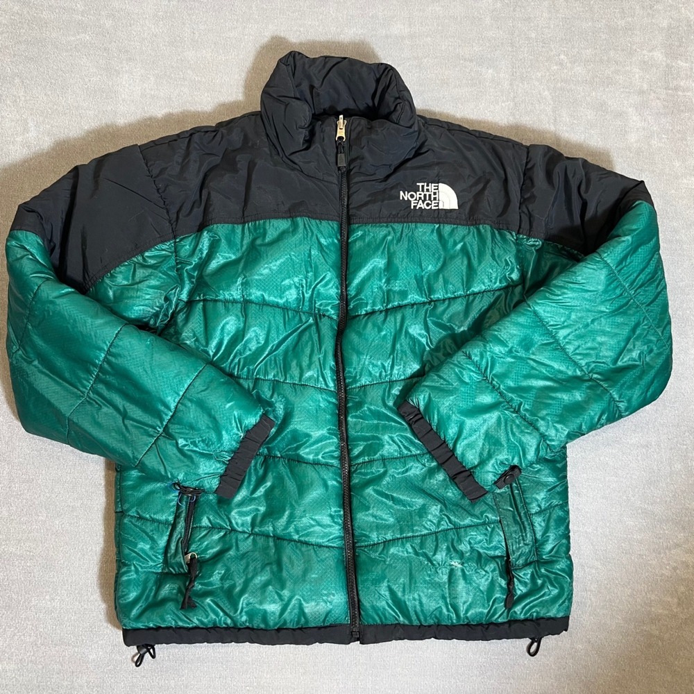 The North Face Puffer Jacket Mens Emerald Green Black Ripstop Insulated Coat
